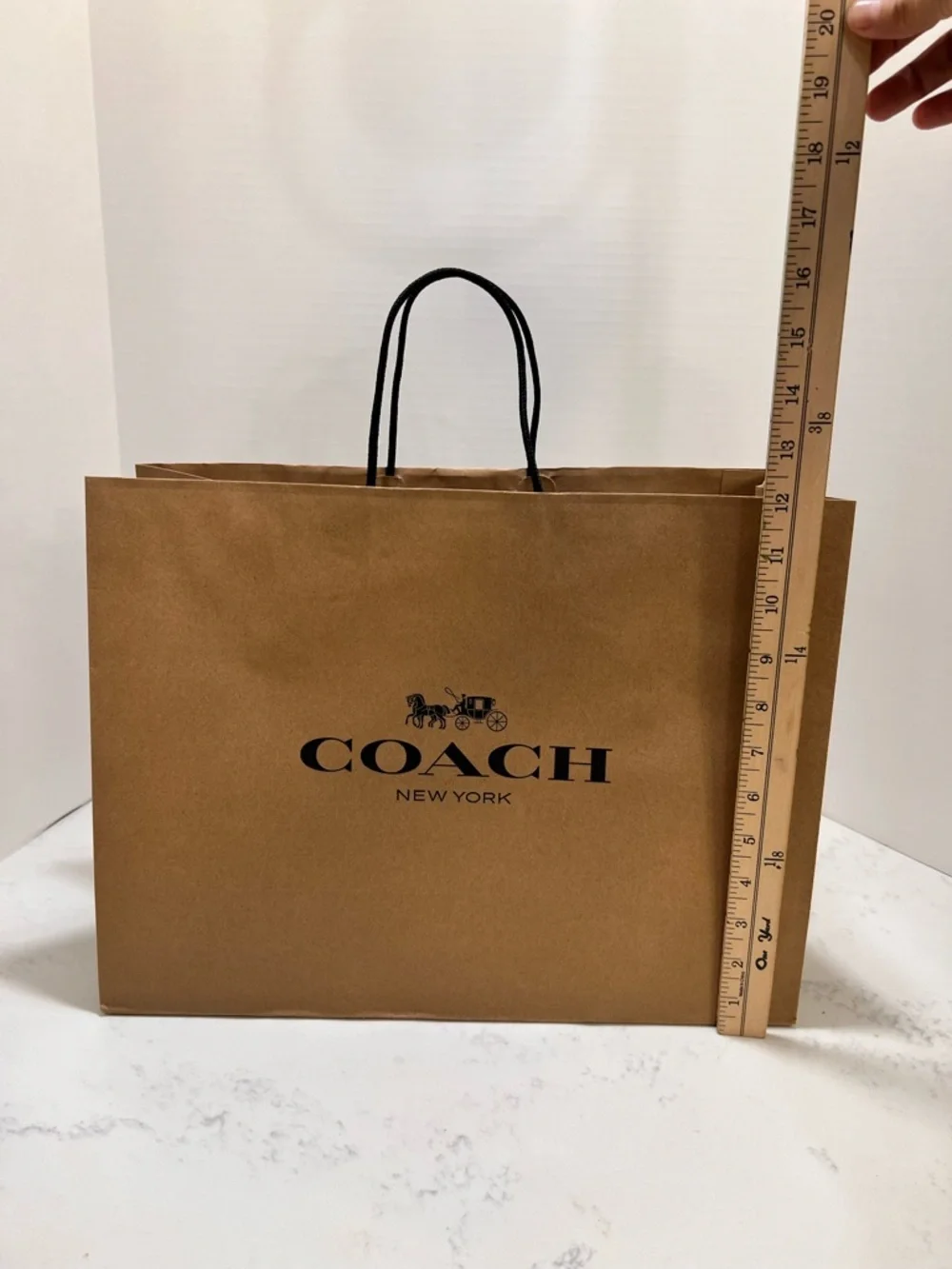 Coach Tan Shopping Bag with Black Logo & Handles médium sized